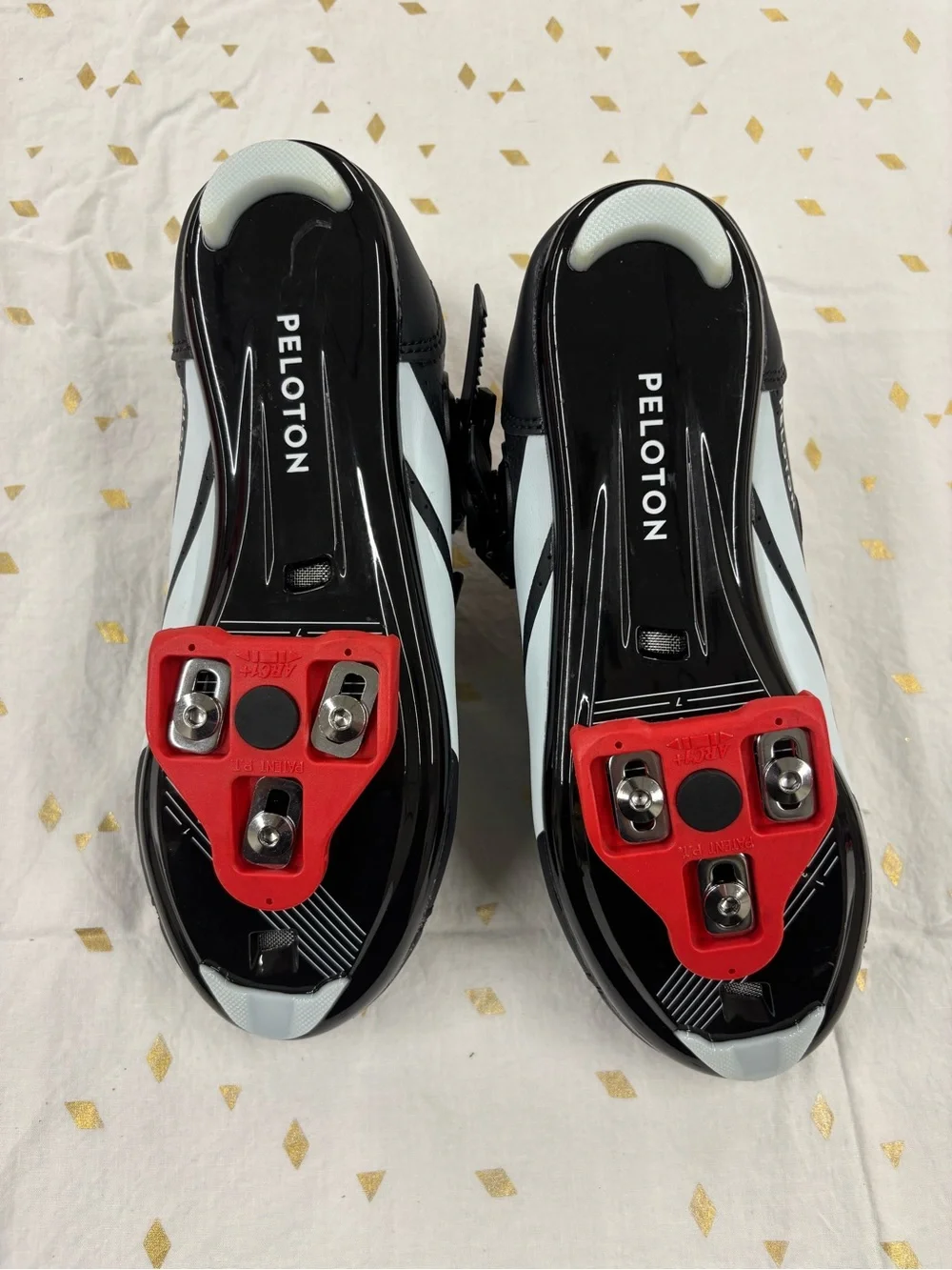 Peloton Women’s Black and  White and Red Cycling Sneakers